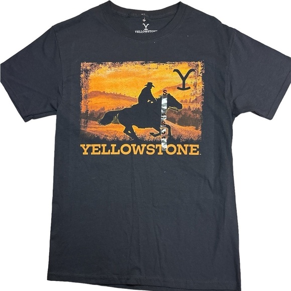 Yellowstone Cotton Black/Orange Gold Shortsleeved Tee Small - Picture 1 of 4